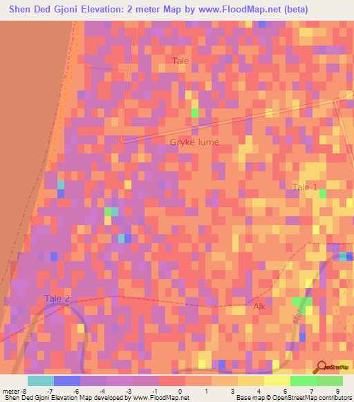 Shen Ded Gjoni,Albania Elevation Map