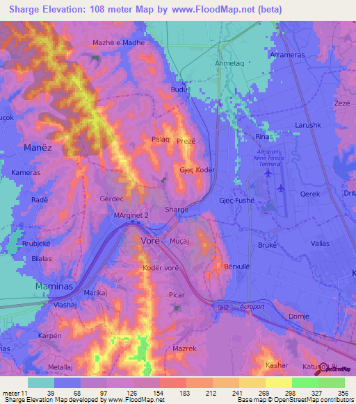 Sharge,Albania Elevation Map