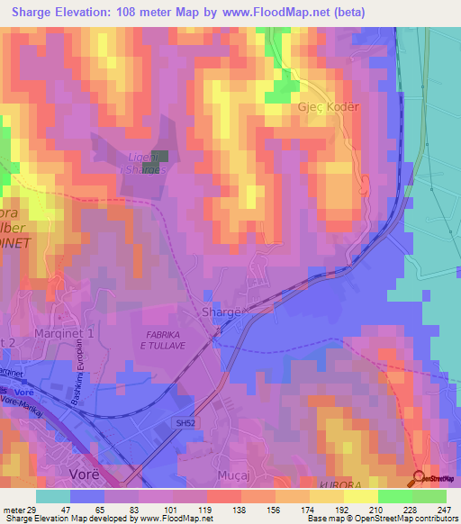 Sharge,Albania Elevation Map