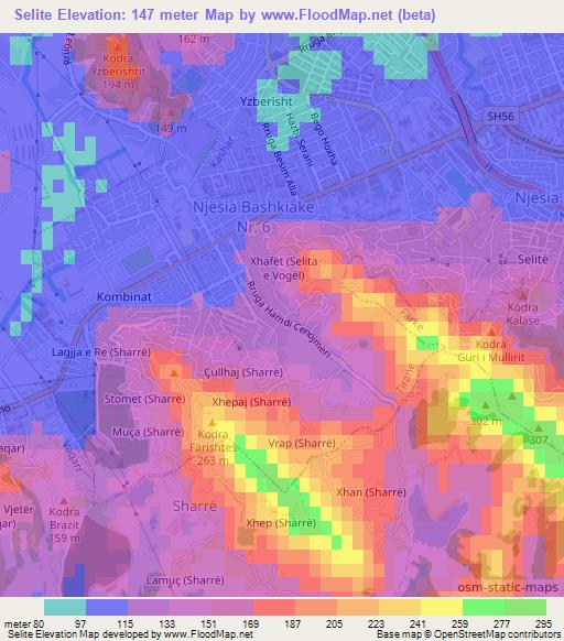 Selite,Albania Elevation Map