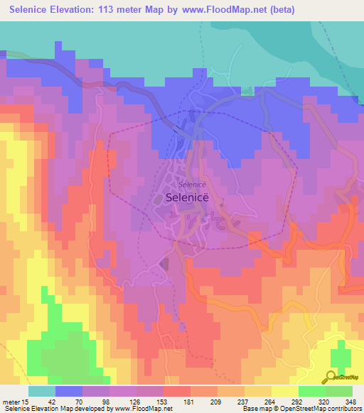 Selenice,Albania Elevation Map