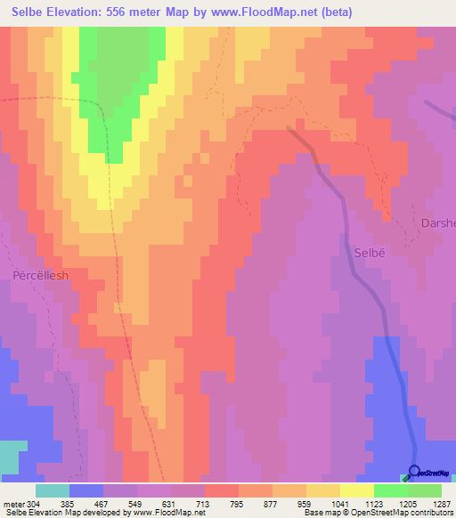 Selbe,Albania Elevation Map