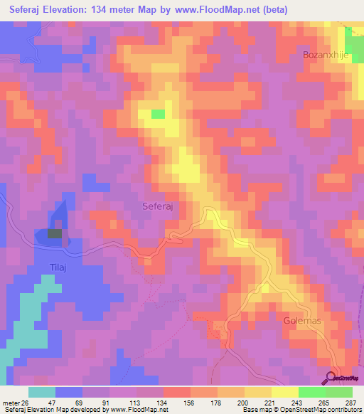 Seferaj,Albania Elevation Map