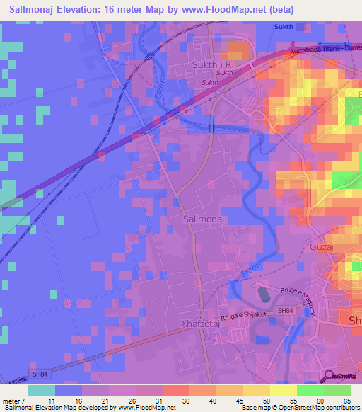 Sallmonaj,Albania Elevation Map