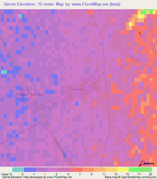 Qerret,Albania Elevation Map