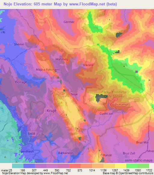 Noje,Albania Elevation Map