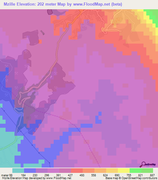 Mzille,Albania Elevation Map