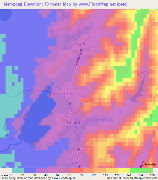 Memzotaj,Albania Elevation Map