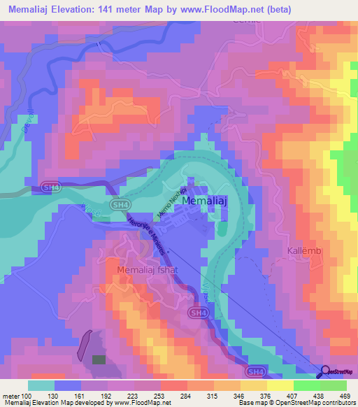 Memaliaj,Albania Elevation Map