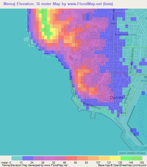 Memaj,Albania Elevation Map