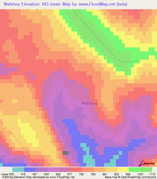 Mafsheq,Albania Elevation Map