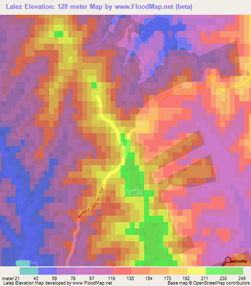 Lalez,Albania Elevation Map