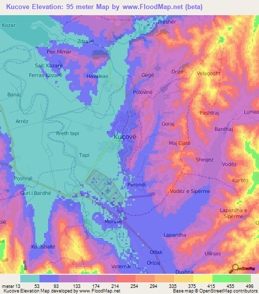 Kucove,Albania Elevation Map