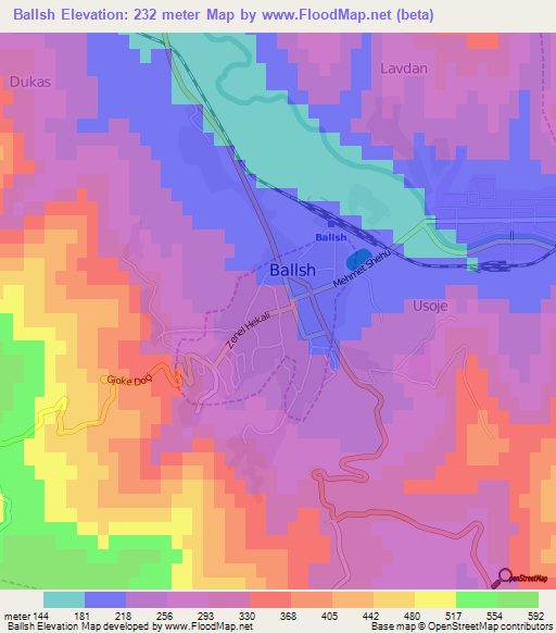 Ballsh,Albania Elevation Map