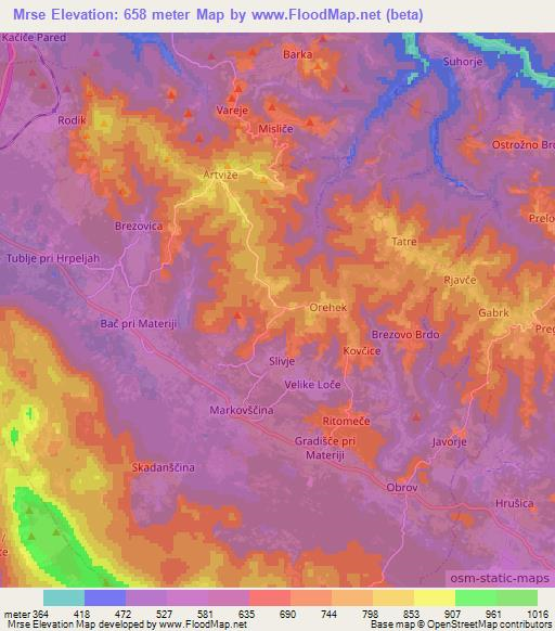 Mrse,Slovenia Elevation Map