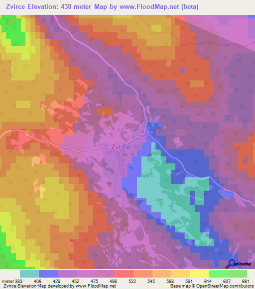 Zvirce,Slovenia Elevation Map