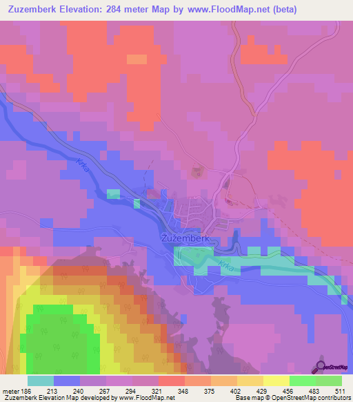 Zuzemberk,Slovenia Elevation Map