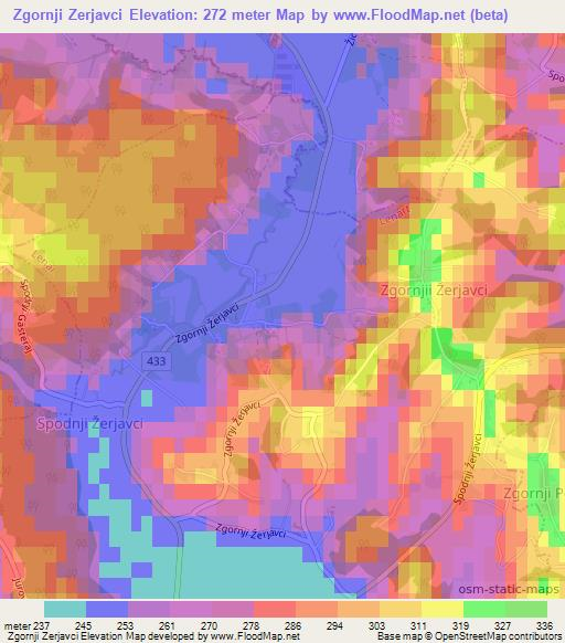 Zgornji Zerjavci,Slovenia Elevation Map