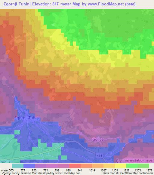 Zgornji Tuhinj,Slovenia Elevation Map