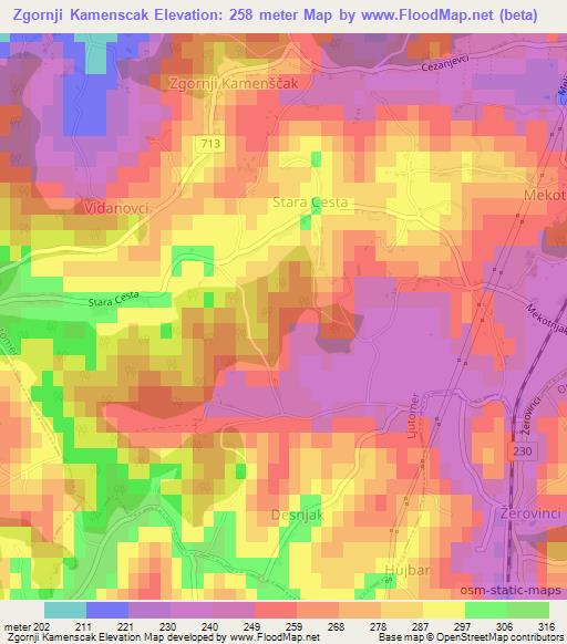 Zgornji Kamenscak,Slovenia Elevation Map