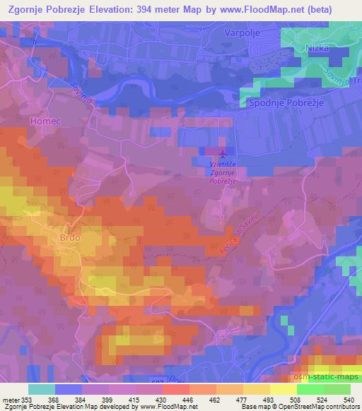 Zgornje Pobrezje,Slovenia Elevation Map