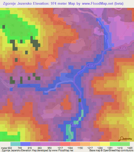 Zgornje Jezersko,Slovenia Elevation Map