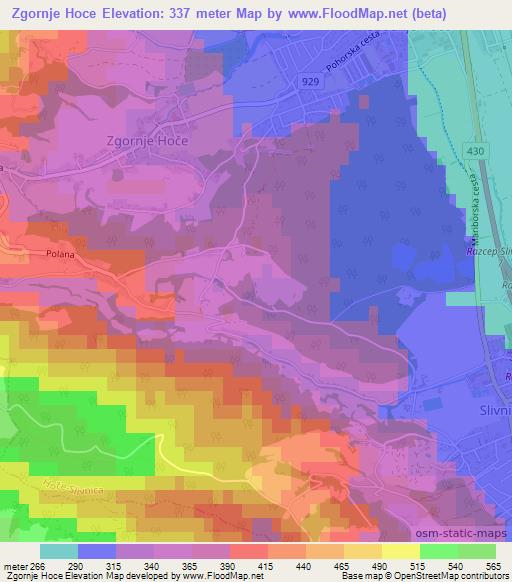 Zgornje Hoce,Slovenia Elevation Map