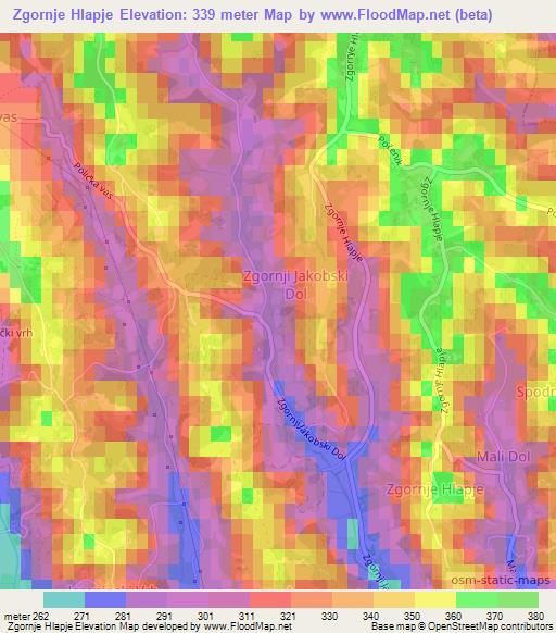 Zgornje Hlapje,Slovenia Elevation Map