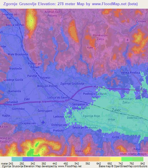 Zgornje Grusovlje,Slovenia Elevation Map