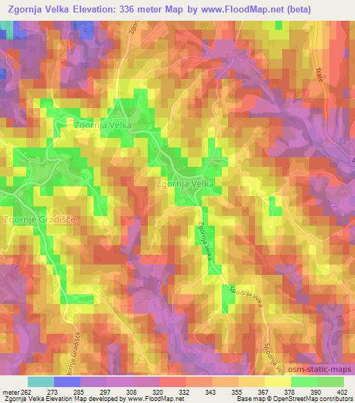 Zgornja Velka,Slovenia Elevation Map