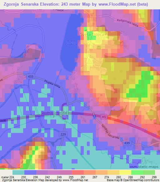 Zgornja Senarska,Slovenia Elevation Map