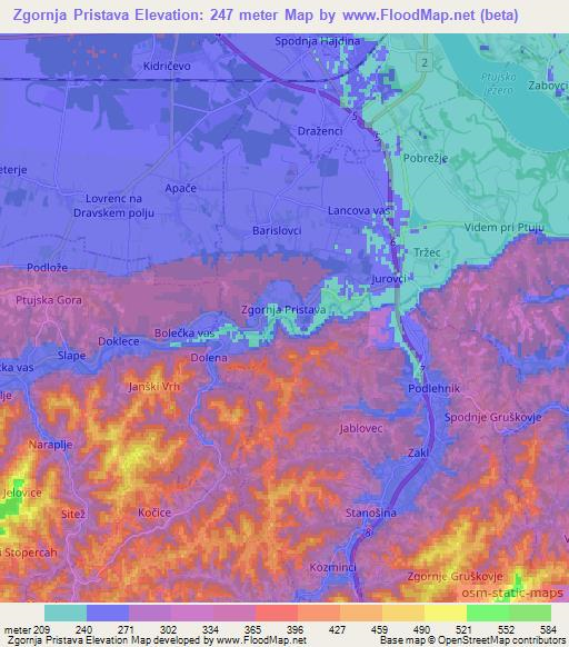 Zgornja Pristava,Slovenia Elevation Map