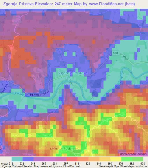 Zgornja Pristava,Slovenia Elevation Map