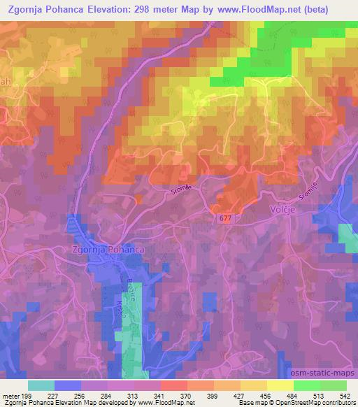 Zgornja Pohanca,Slovenia Elevation Map