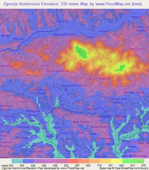 Zgornja Kostrivnica,Slovenia Elevation Map