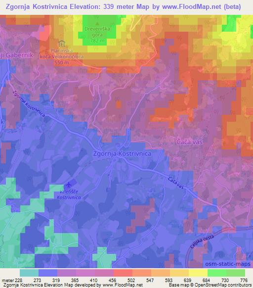 Zgornja Kostrivnica,Slovenia Elevation Map