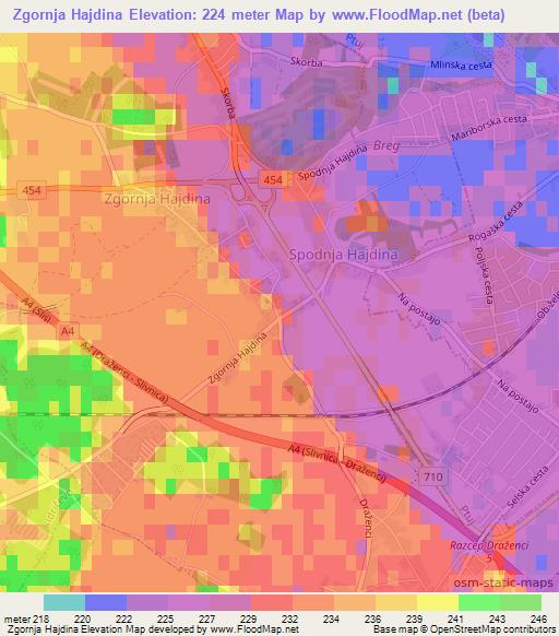 Zgornja Hajdina,Slovenia Elevation Map