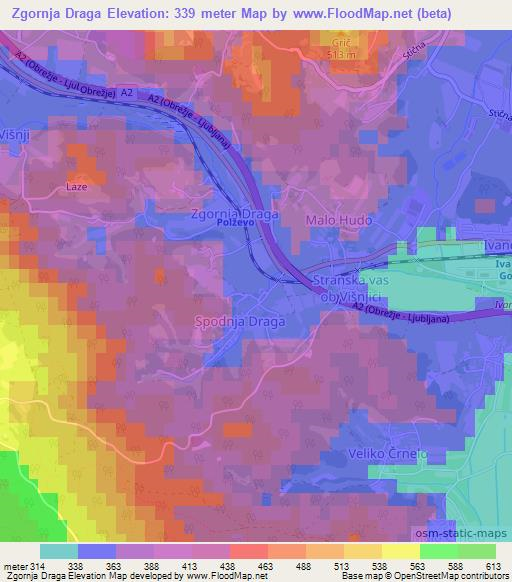 Zgornja Draga,Slovenia Elevation Map