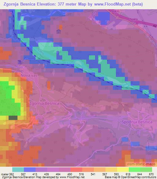 Zgornja Besnica,Slovenia Elevation Map