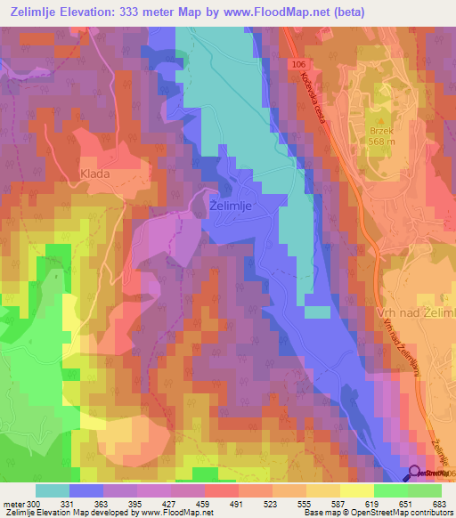 Zelimlje,Slovenia Elevation Map