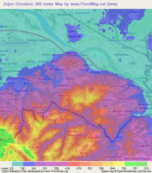 Zejno,Slovenia Elevation Map