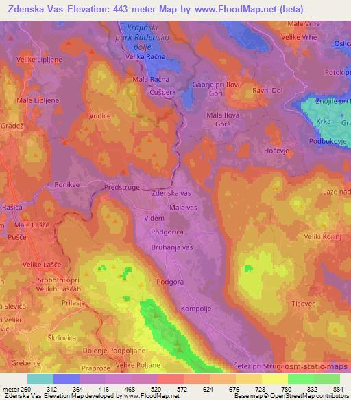 Zdenska Vas,Slovenia Elevation Map