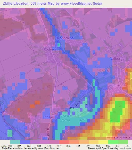 Zbilje,Slovenia Elevation Map