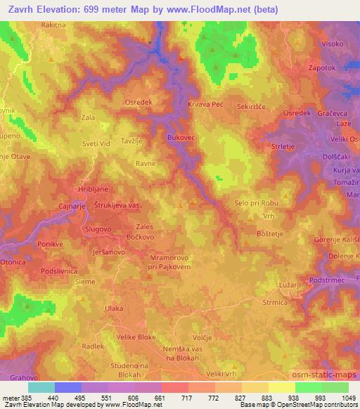 Zavrh,Slovenia Elevation Map