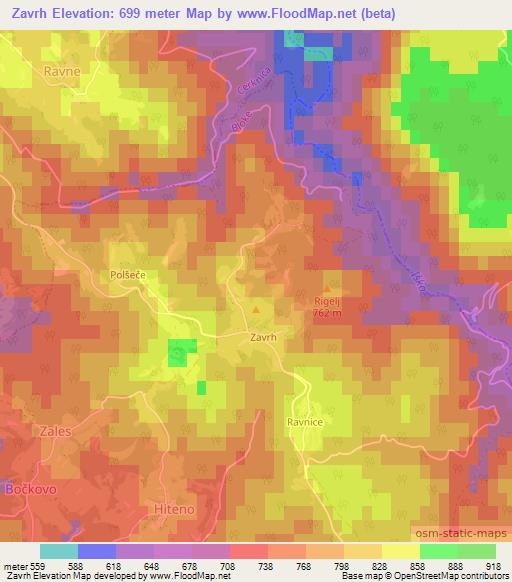 Zavrh,Slovenia Elevation Map