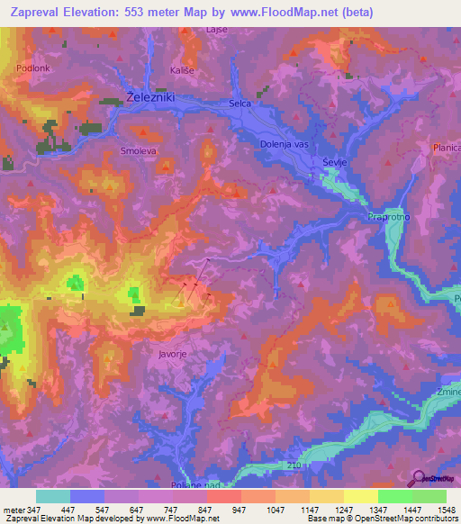 Zapreval,Slovenia Elevation Map