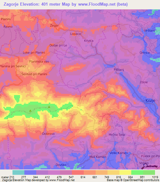 Zagorje,Slovenia Elevation Map