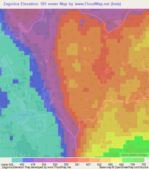 Zagorica,Slovenia Elevation Map