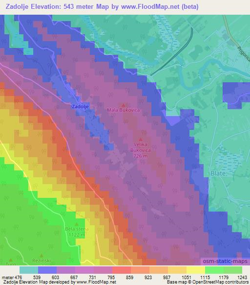 Zadolje,Slovenia Elevation Map