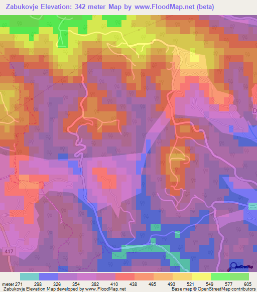 Zabukovje,Slovenia Elevation Map